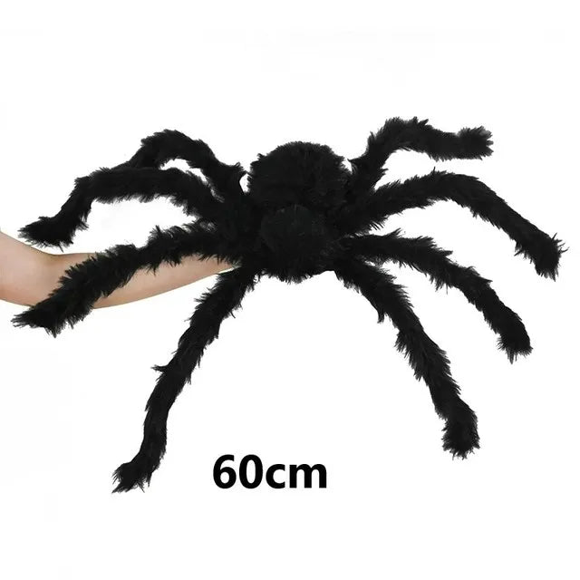 Giant Plush Spider Halloween Decoration — Poseable Horror Prop (30–200 cm)