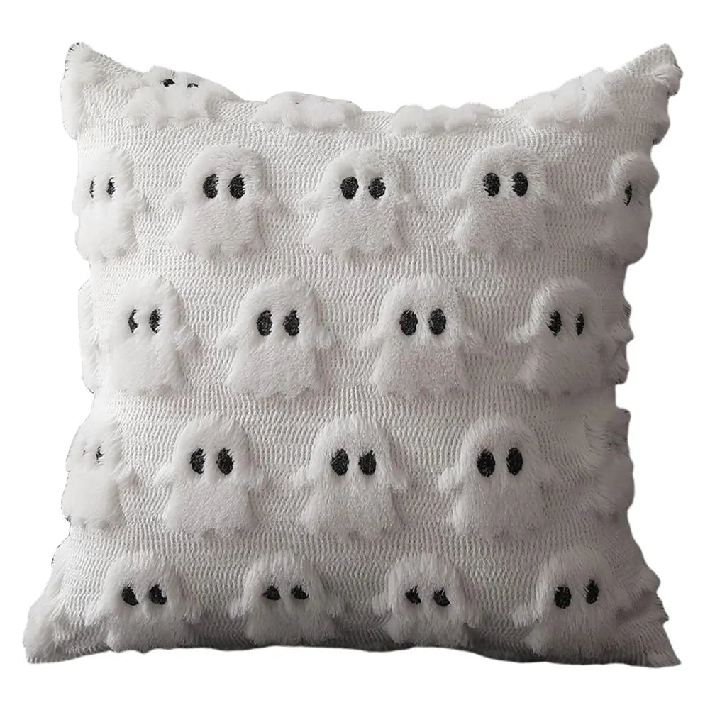 Halloween Ghost & Pumpkin Pillowcase — Washable Throw Pillow Cover for Festive Home Décor