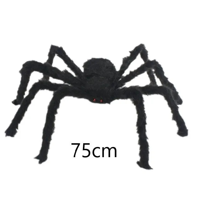 Giant Plush Spider Halloween Decoration — Poseable Horror Prop (30–200 cm)