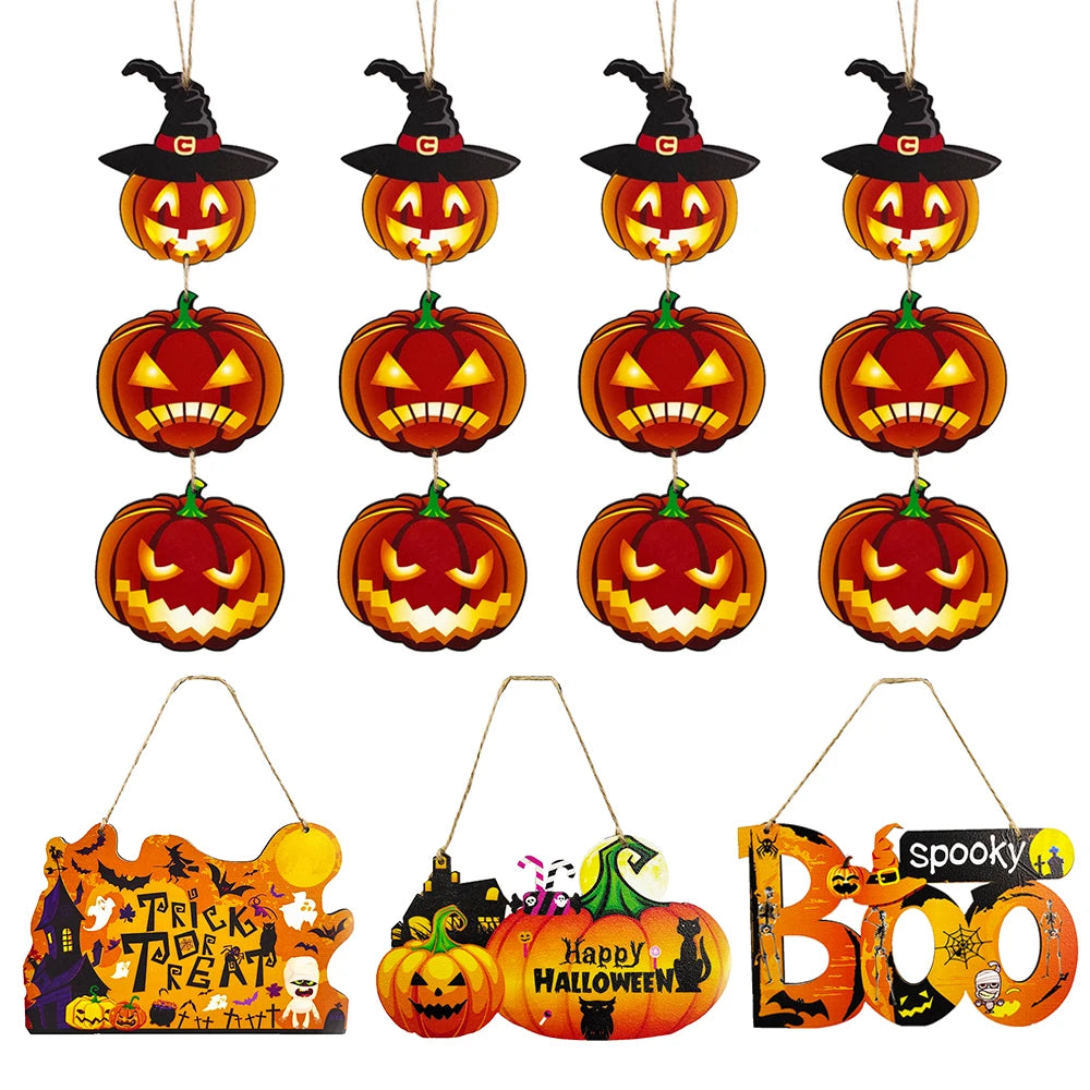 Wooden Halloween Hanging Ornaments — Pumpkin, Boo, Ghost & Trick-Or-Treat Door Pendants (DIY Décor)