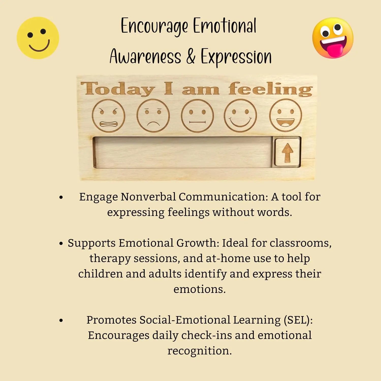 Wooden Mood Barometer — “How I Feel Today” Emotion Indicator & Funny Gift for Friends, Couples & Office