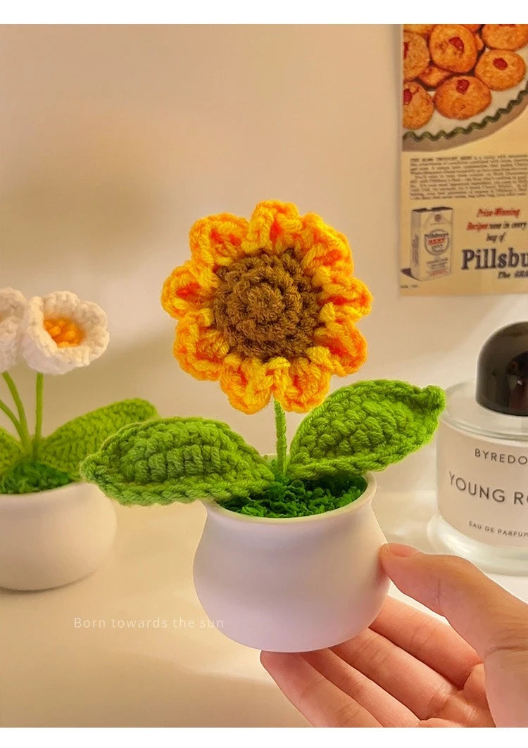 Hand-Woven Sunflower Bouquet — Creative Keepsake for Girlfriend, Car & Table Décor Gift