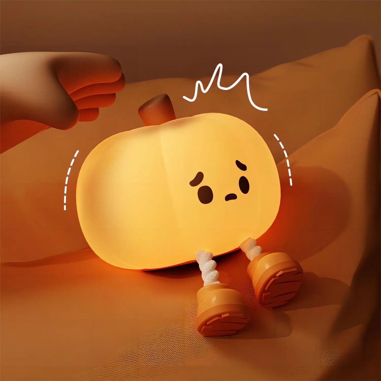 Pumpkin Silicone Night Light — Cute Dimmable Bedside Lamp for Halloween & Kids’ Room