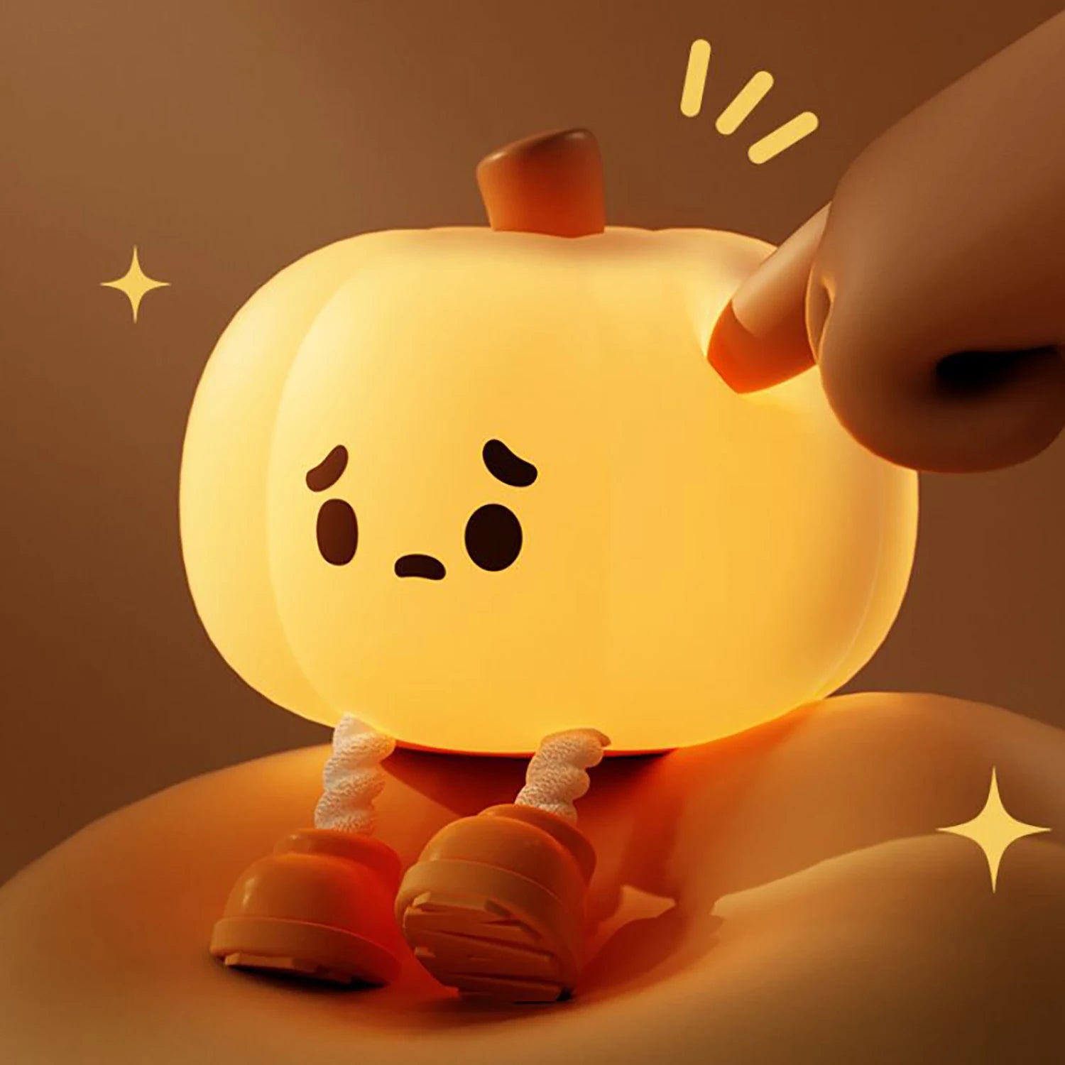 Pumpkin Silicone Night Light — Cute Dimmable Bedside Lamp for Halloween & Kids’ Room