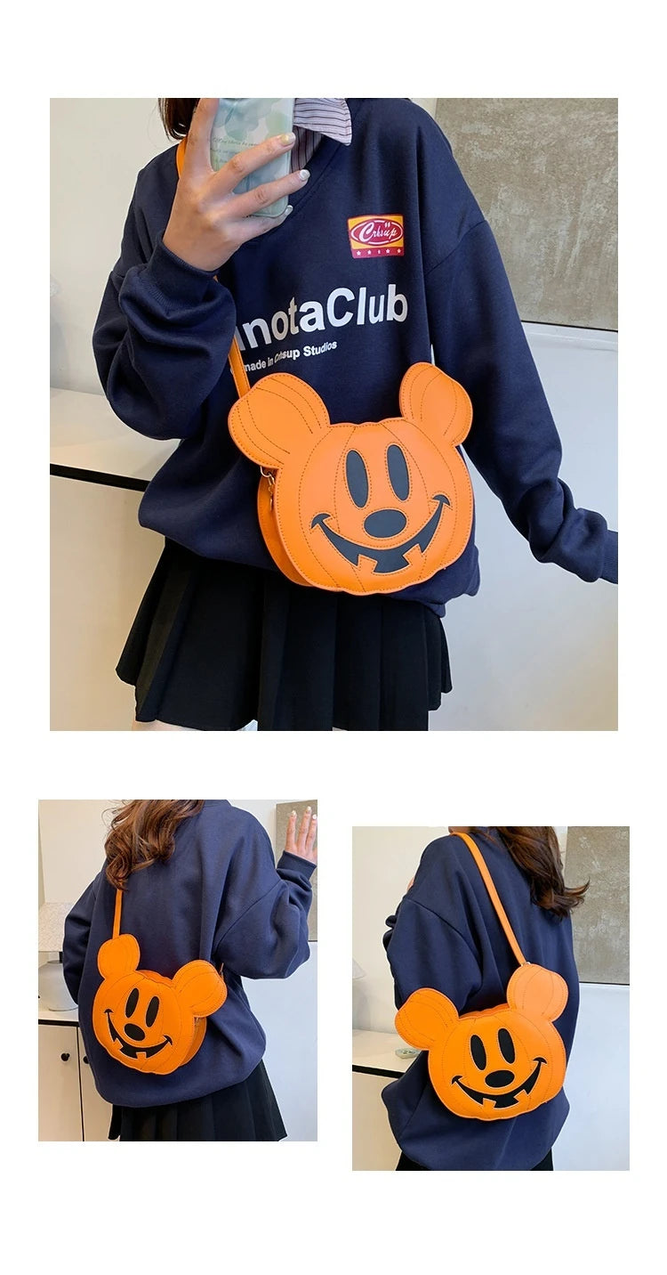 Anime Halloween Pumpkin Crossbody Bag — Cute Cartoon Oval Zipper Shoulder Bag, Perfect Gift for Fall & Cosplay