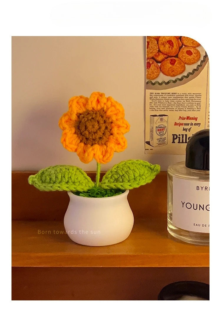 Hand-Woven Sunflower Bouquet — Creative Keepsake for Girlfriend, Car & Table Décor Gift