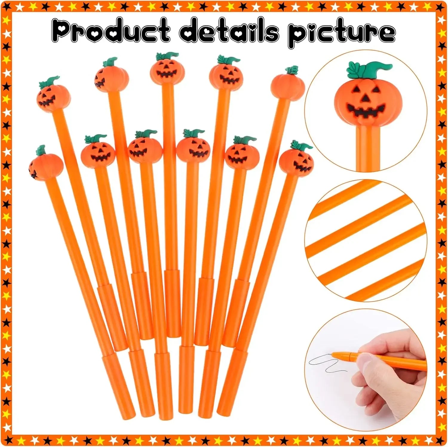 24-Piece Halloween Pumpkin Gel Ink Pen Set 0.5 mm — Cute Orange Writing Tools for Party Favors, School & Gifts