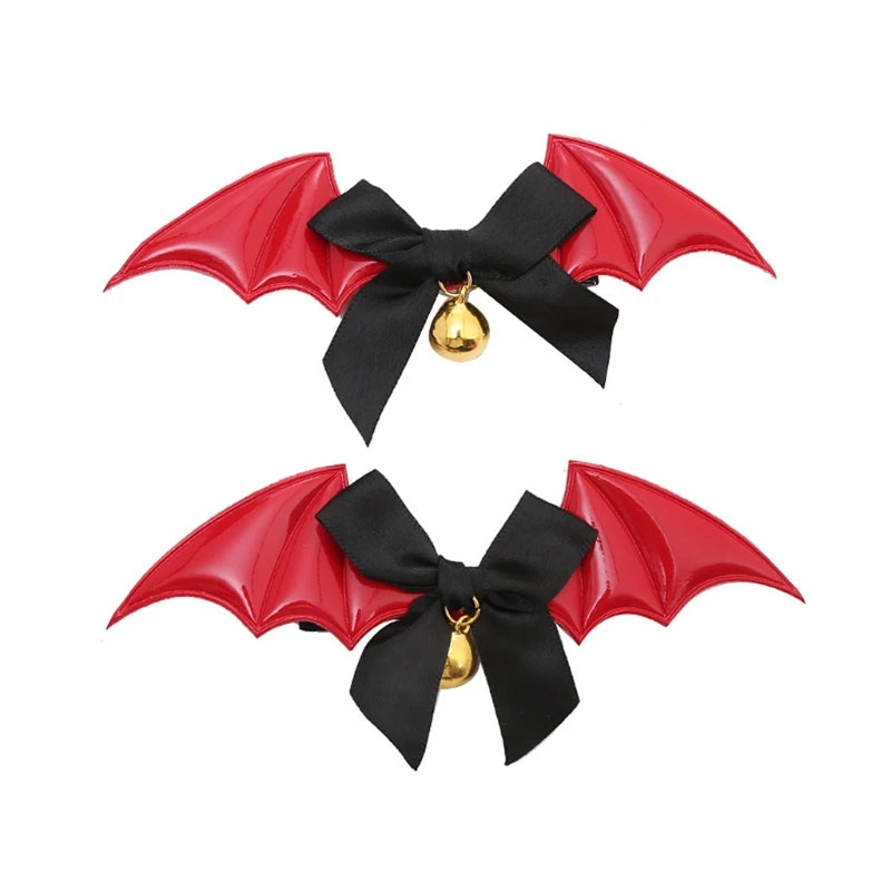 Cartoon Devil Bat-Wing Hair Clips — Cosplay & Halloween Party Headwear Accessory