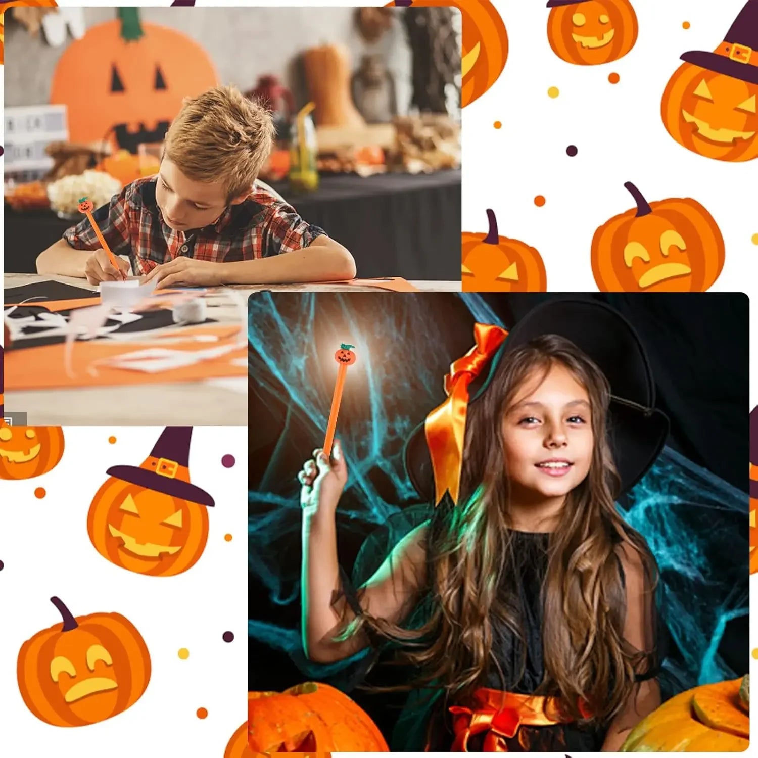 24-Piece Halloween Pumpkin Gel Ink Pen Set 0.5 mm — Cute Orange Writing Tools for Party Favors, School & Gifts