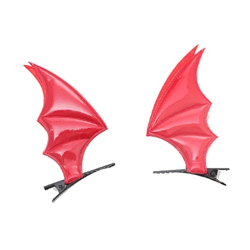 Cartoon Devil Bat-Wing Hair Clips — Cosplay & Halloween Party Headwear Accessory