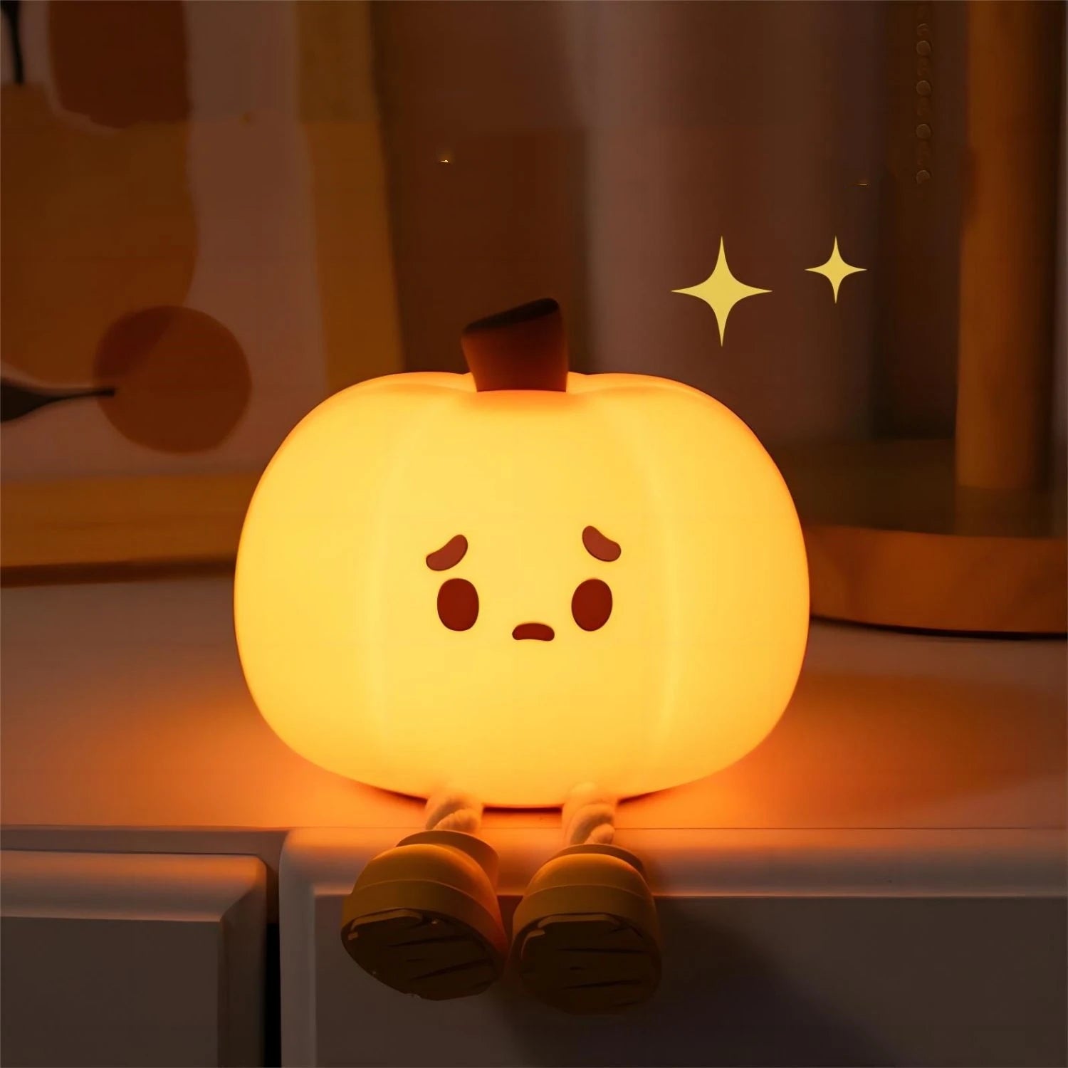 Pumpkin Silicone Night Light — Cute Dimmable Bedside Lamp for Halloween & Kids’ Room
