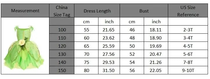 Enchanted Green Fairy Princess Dress for Girls (Ages 2–10) — Halloween, Cosplay & Party Costume