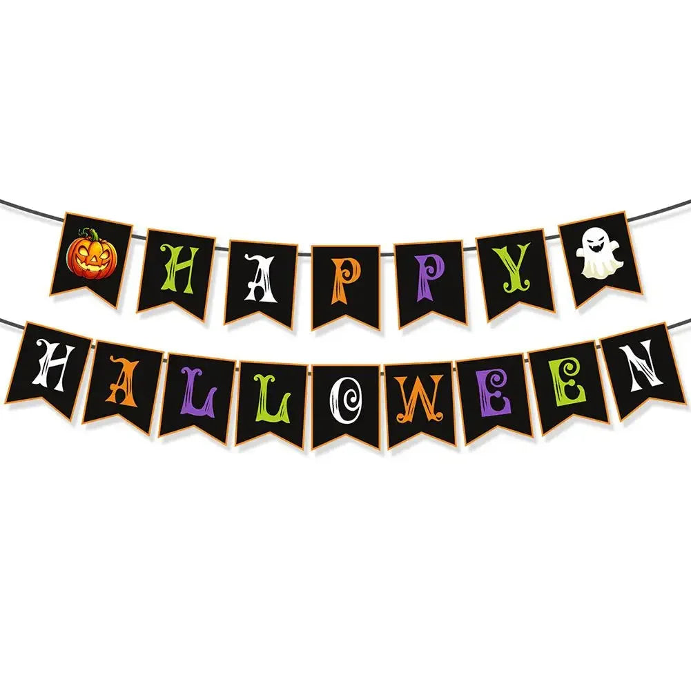 Halloween Party Decorations HAPPY HALLOWEEN Accessories Ghost Banner, Supplies Bat Party Halloween Backdrop Pumpkin, Hangin T6E9
