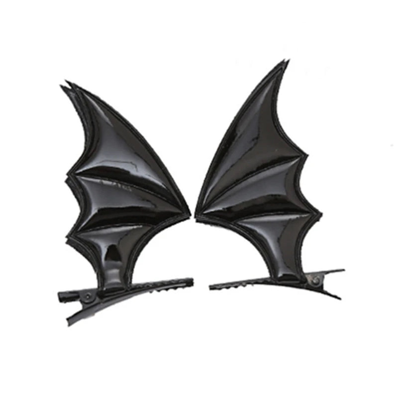 Cartoon Devil Bat-Wing Hair Clips — Cosplay & Halloween Party Headwear Accessory