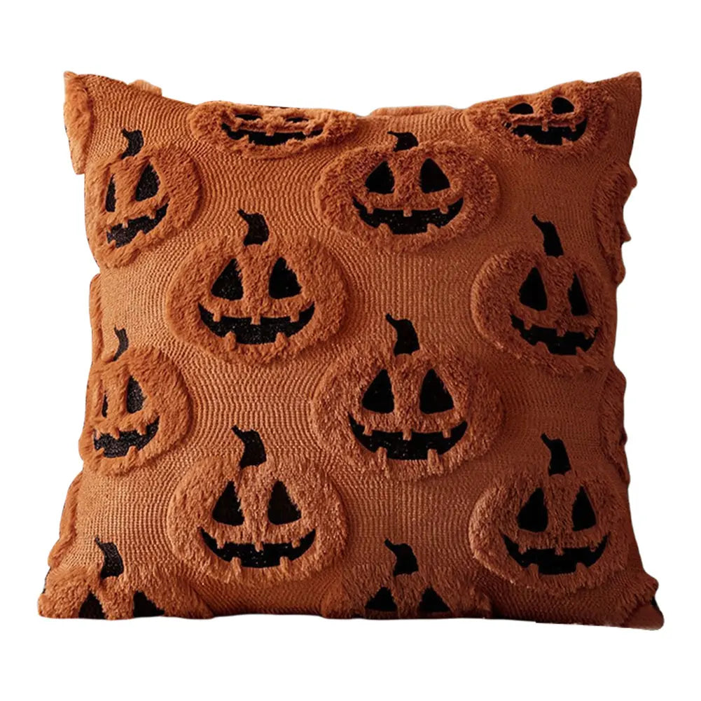 Halloween Ghost & Pumpkin Pillowcase — Washable Throw Pillow Cover for Festive Home Décor