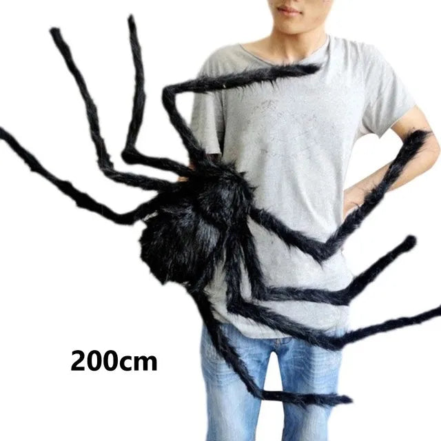 Giant Plush Spider Halloween Decoration — Poseable Horror Prop (30–200 cm)