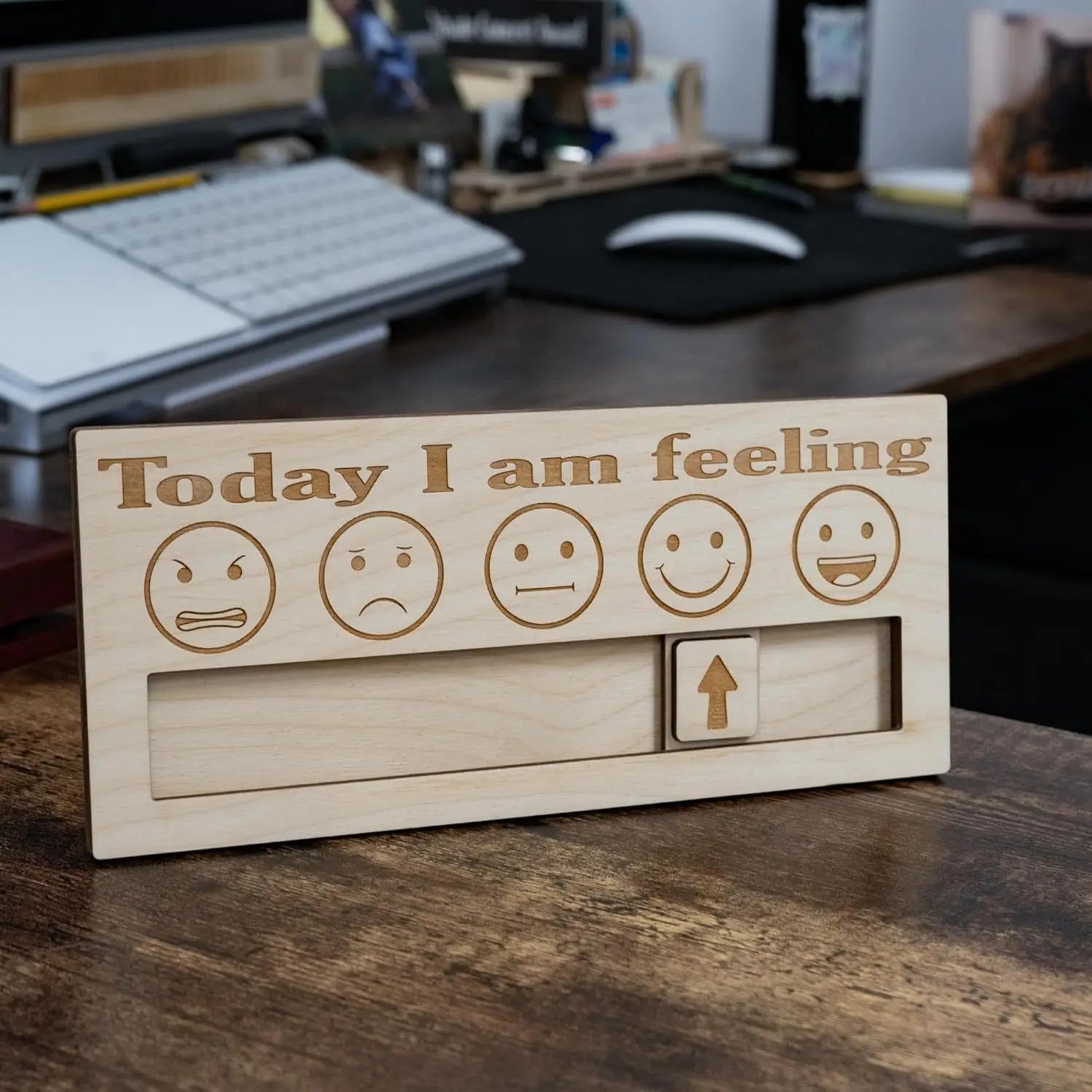 Wooden Mood Barometer — “How I Feel Today” Emotion Indicator & Funny Gift for Friends, Couples & Office