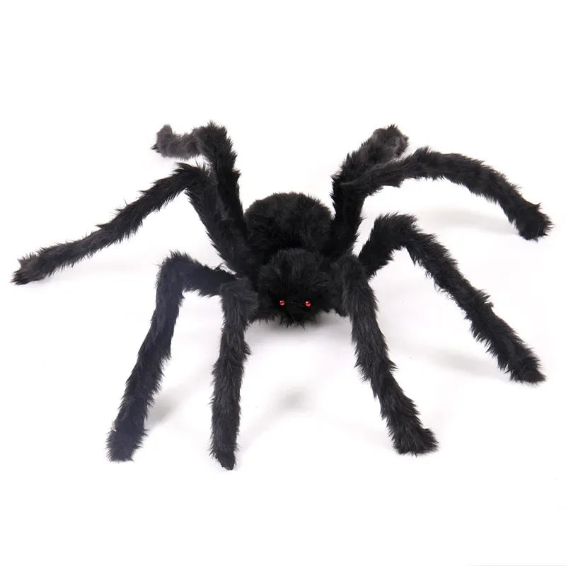 Giant Plush Spider Halloween Decoration — Poseable Horror Prop (30–200 cm)
