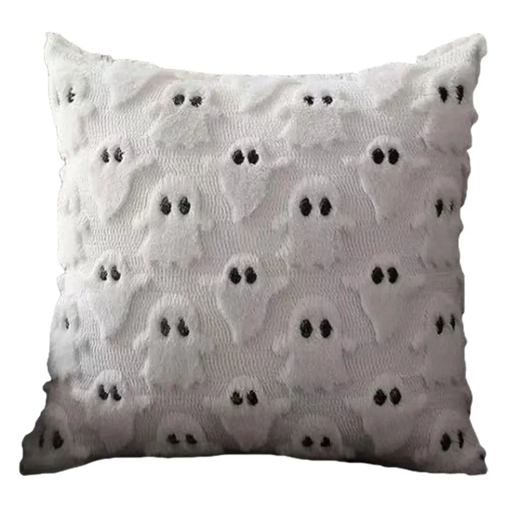 Halloween Ghost & Pumpkin Pillowcase — Washable Throw Pillow Cover for Festive Home Décor