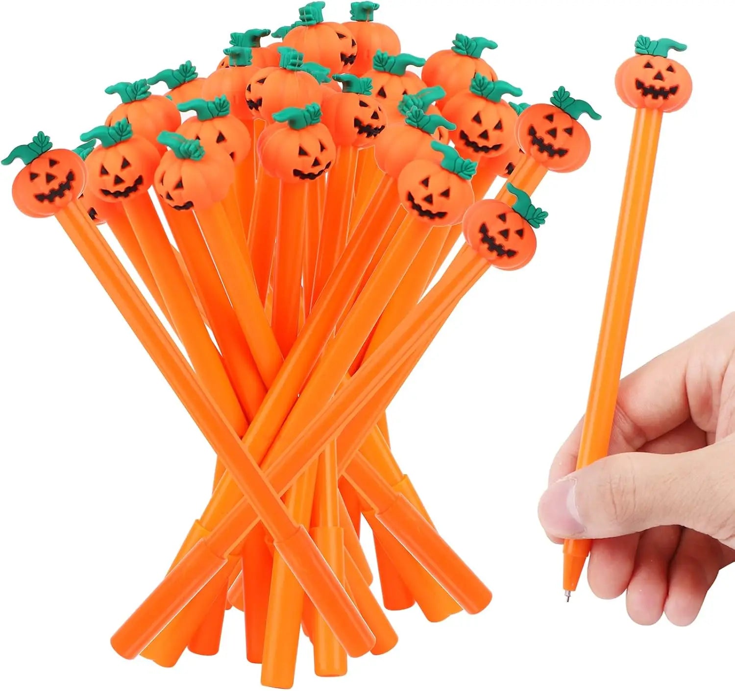 24-Piece Halloween Pumpkin Gel Ink Pen Set 0.5 mm — Cute Orange Writing Tools for Party Favors, School & Gifts