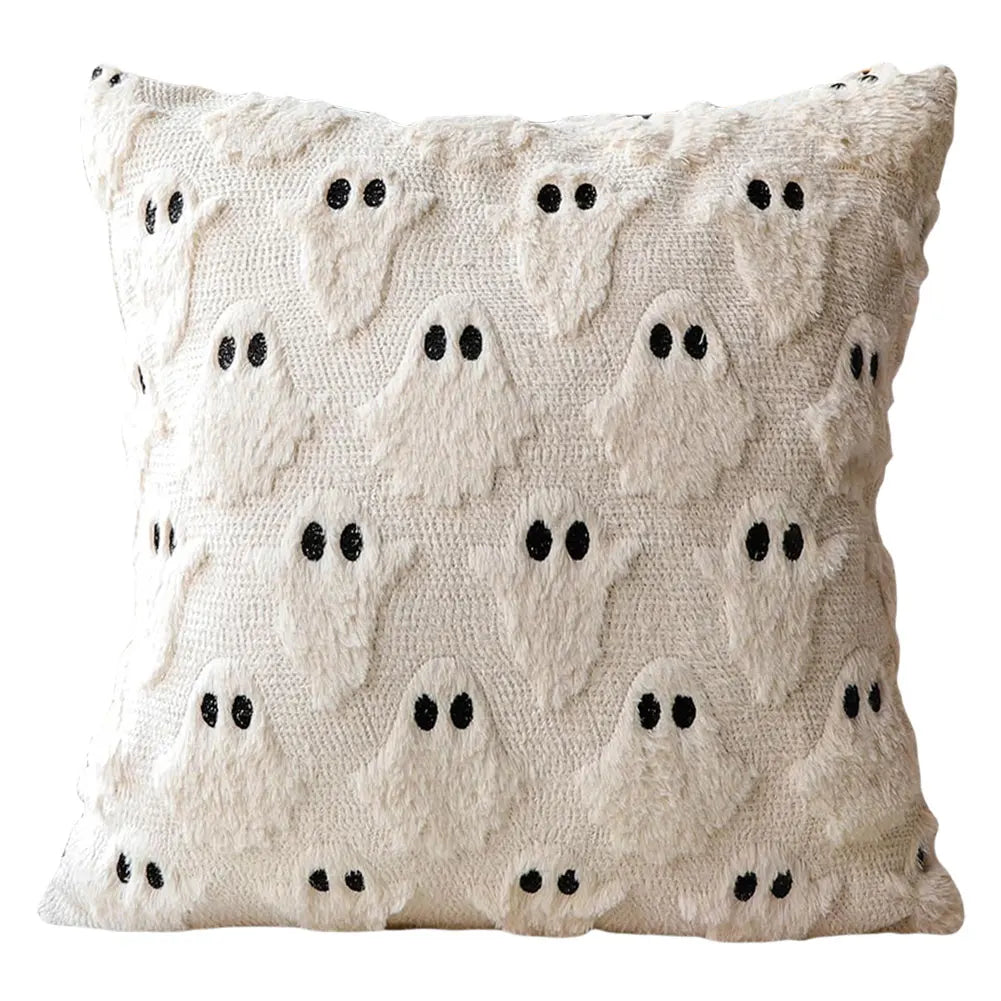 Halloween Ghost & Pumpkin Pillowcase — Washable Throw Pillow Cover for Festive Home Décor