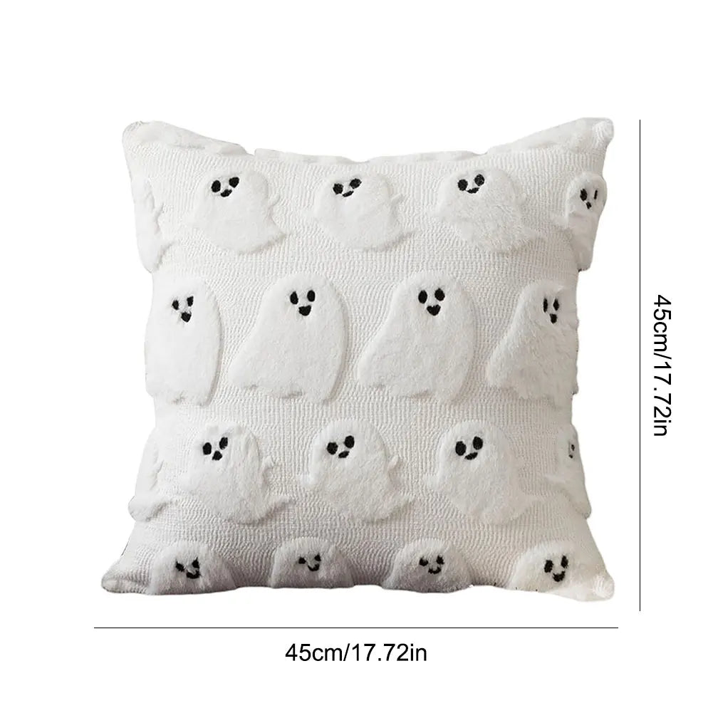 Halloween Ghost & Pumpkin Pillowcase — Washable Throw Pillow Cover for Festive Home Décor
