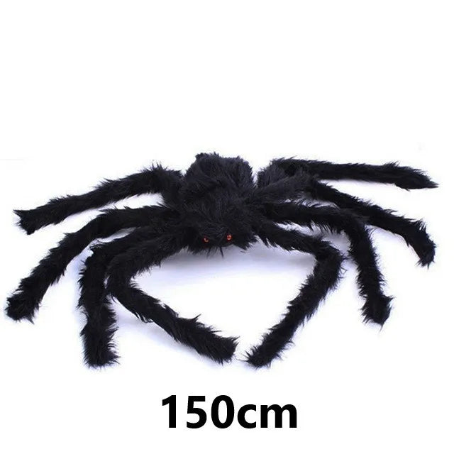 Giant Plush Spider Halloween Decoration — Poseable Horror Prop (30–200 cm)