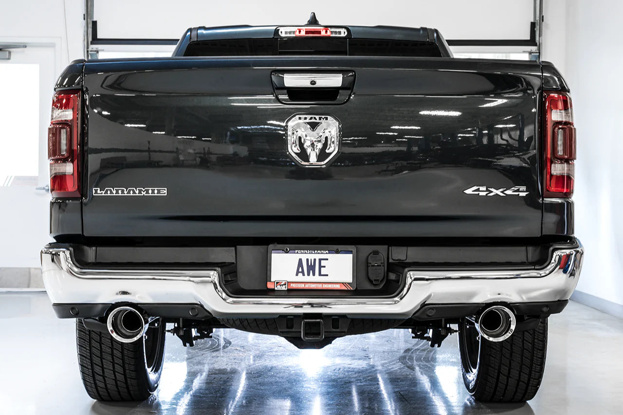 AWE Tuning 19-21 RAM 1500 5.7L (w/Cutouts) 0FG Dual Rear Exit Cat-Back Exhaust - Chrome Silver Tips