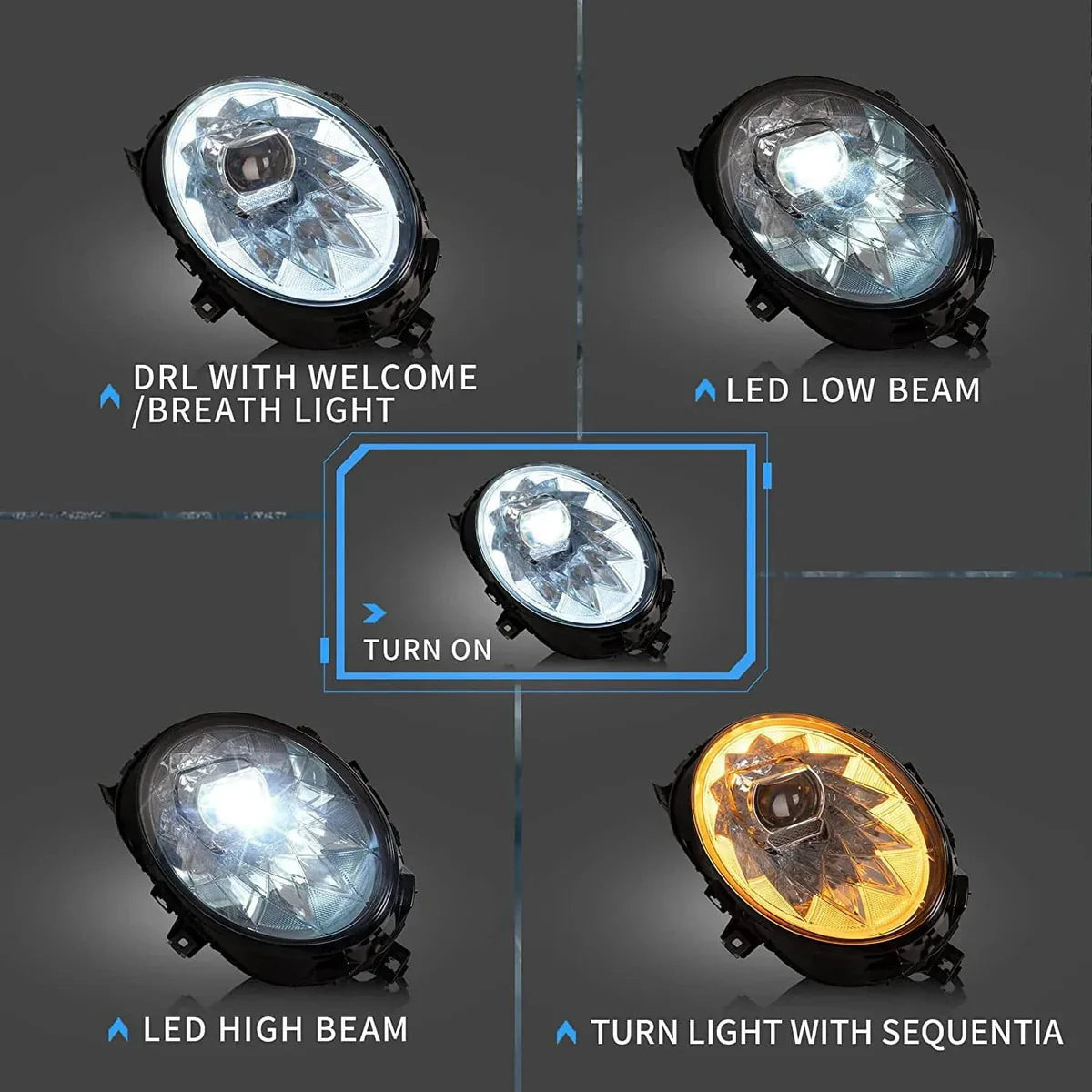 2014-2018 MINI COOPER F56 SEQUENTIAL LED HEADLIGHTS