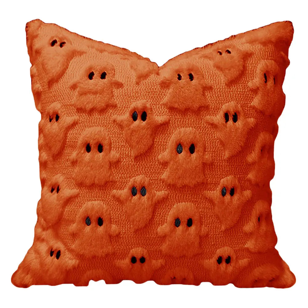 Halloween Ghost & Pumpkin Pillowcase — Washable Throw Pillow Cover for Festive Home Décor