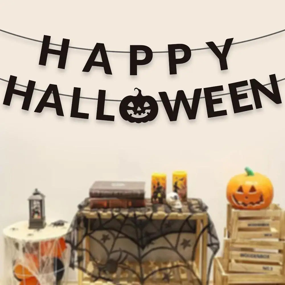 Halloween Party Decorations HAPPY HALLOWEEN Accessories Ghost Banner, Supplies Bat Party Halloween Backdrop Pumpkin, Hangin T6E9