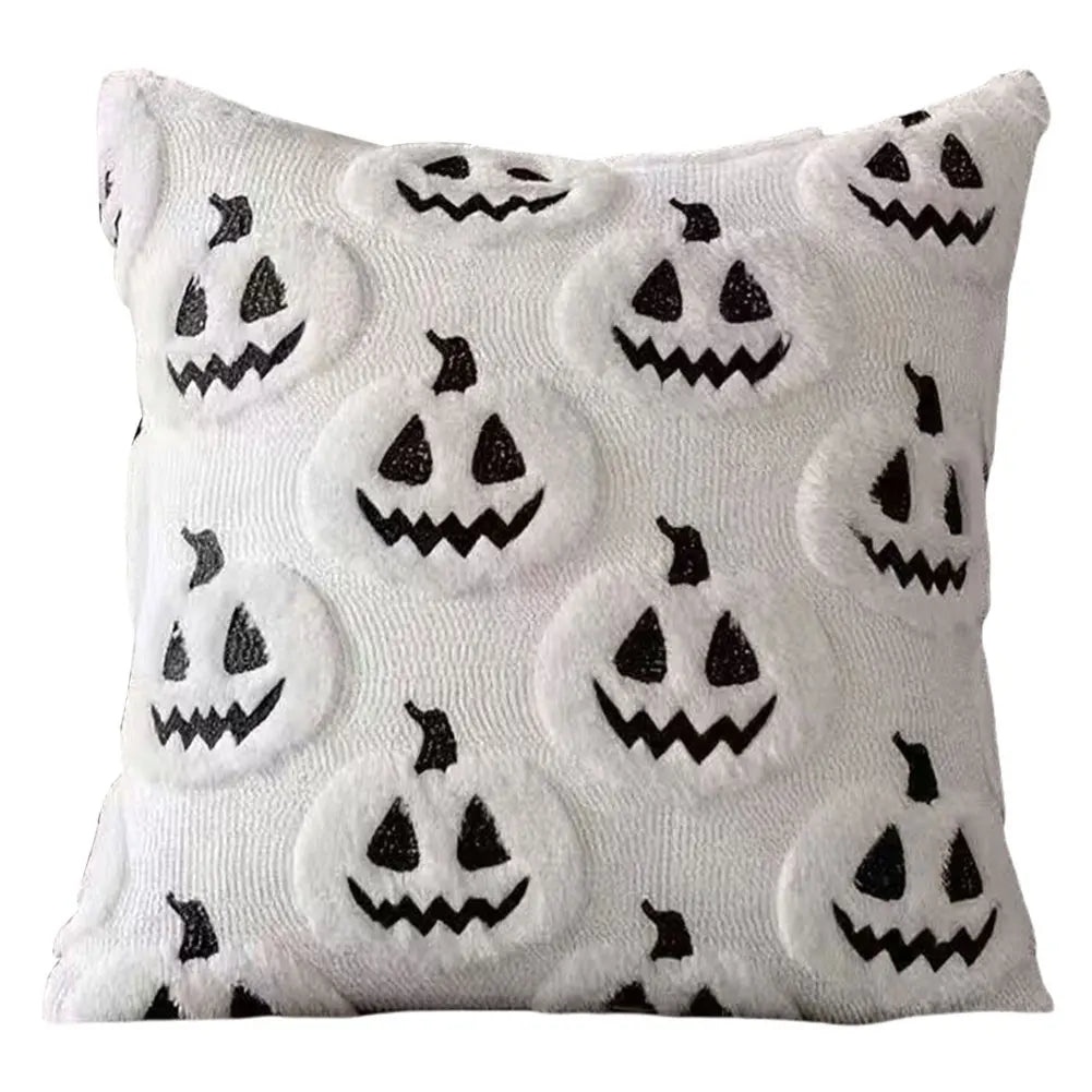 Halloween Ghost & Pumpkin Pillowcase — Washable Throw Pillow Cover for Festive Home Décor