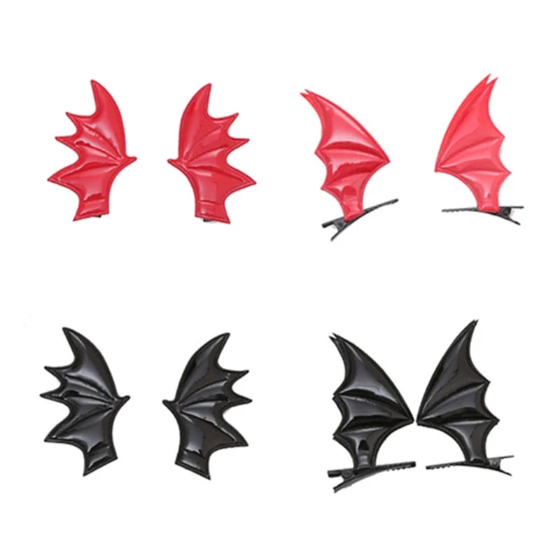 Cartoon Devil Bat-Wing Hair Clips — Cosplay & Halloween Party Headwear Accessory
