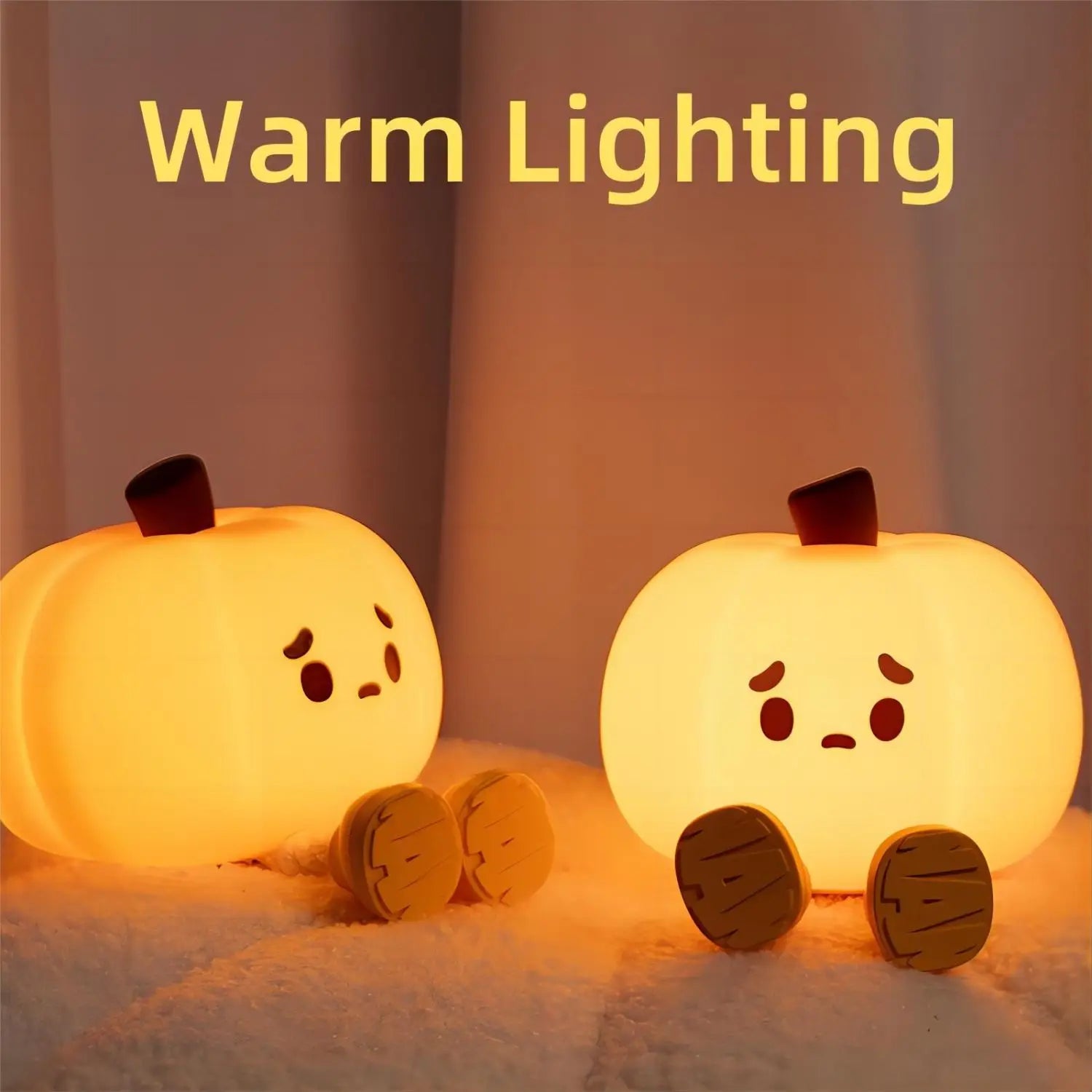 Pumpkin Silicone Night Light — Cute Dimmable Bedside Lamp for Halloween & Kids’ Room