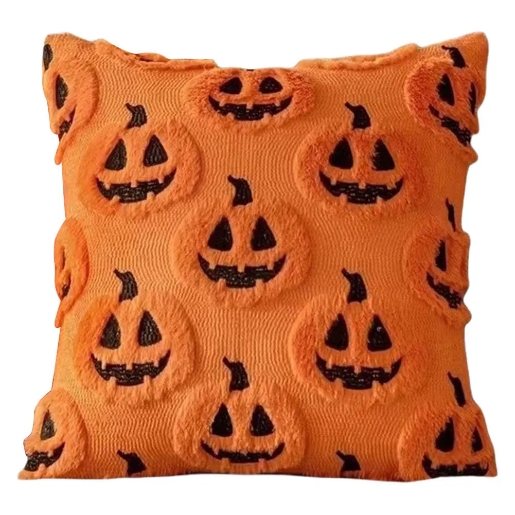 Halloween Ghost & Pumpkin Pillowcase — Washable Throw Pillow Cover for Festive Home Décor