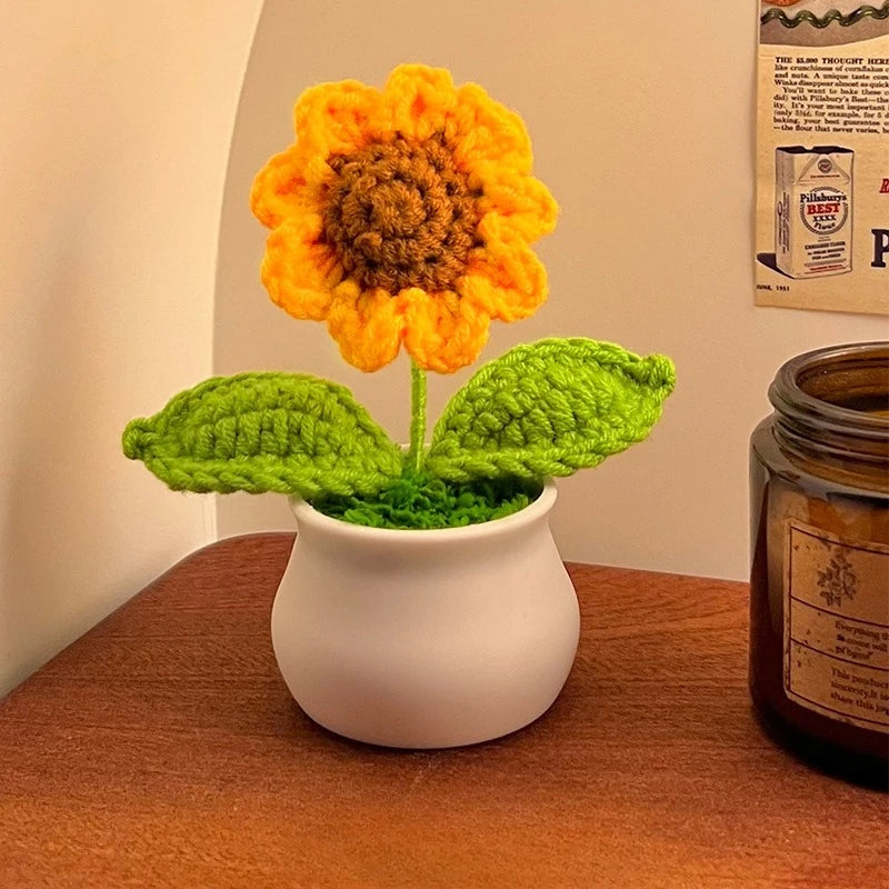 Hand-Woven Sunflower Bouquet — Creative Keepsake for Girlfriend, Car & Table Décor Gift