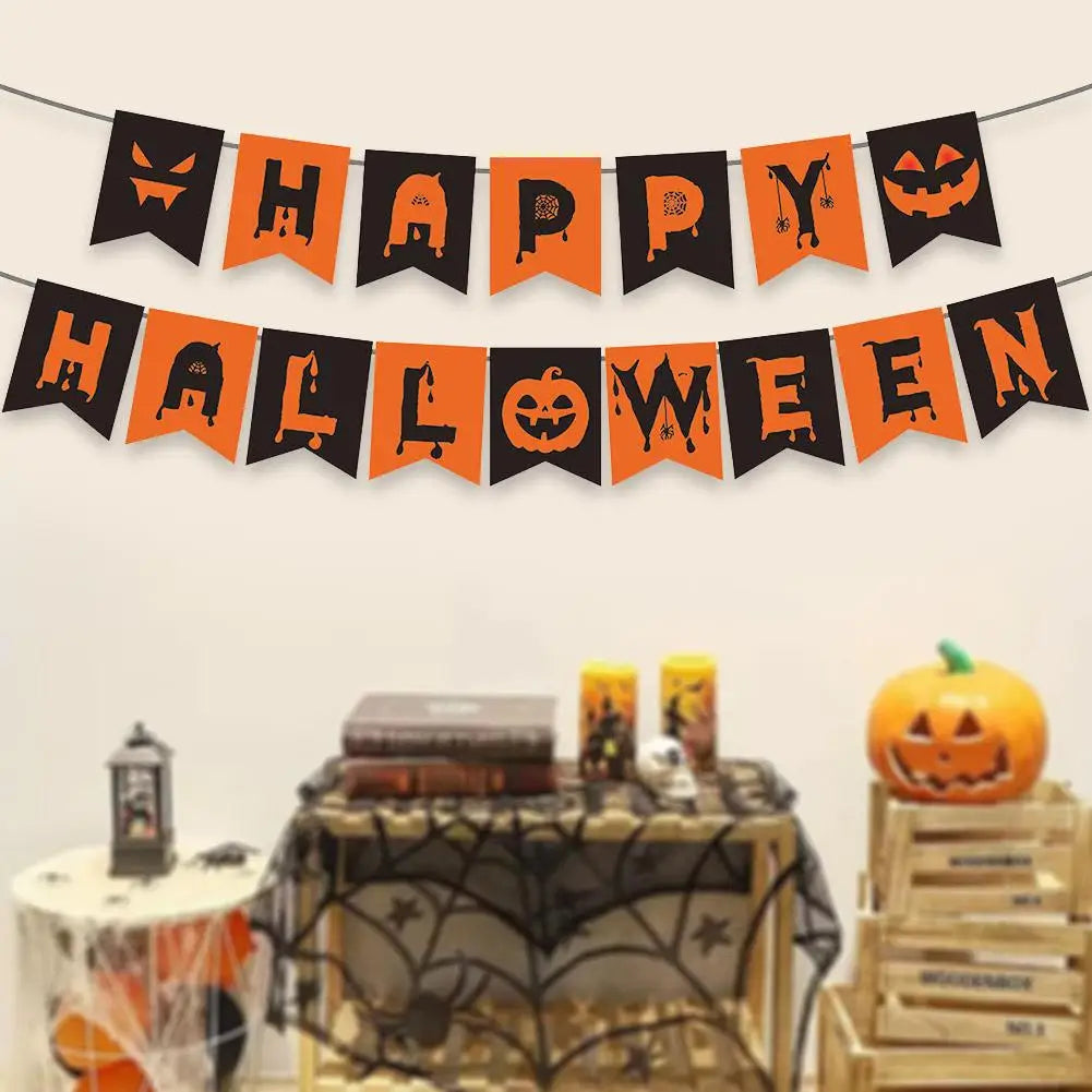Halloween Party Decorations HAPPY HALLOWEEN Accessories Ghost Banner, Supplies Bat Party Halloween Backdrop Pumpkin, Hangin T6E9