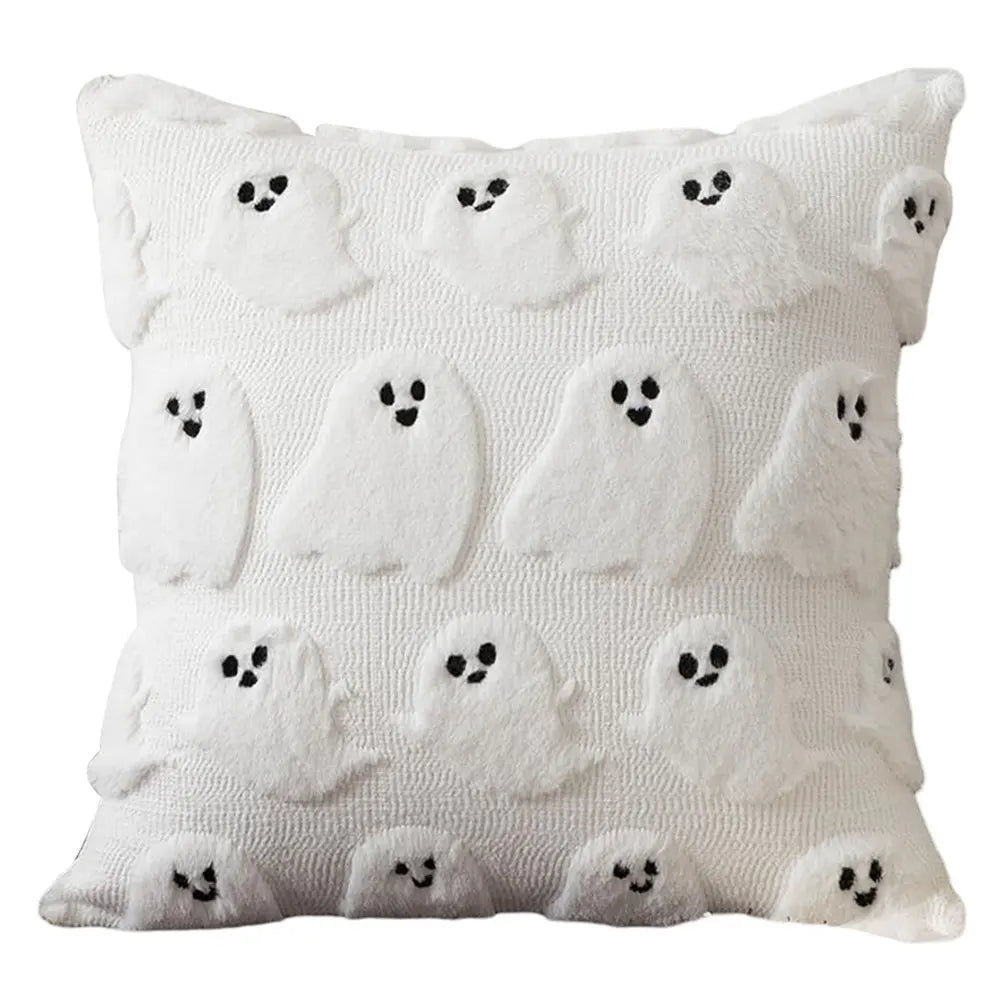 Halloween Ghost & Pumpkin Pillowcase — Washable Throw Pillow Cover for Festive Home Décor