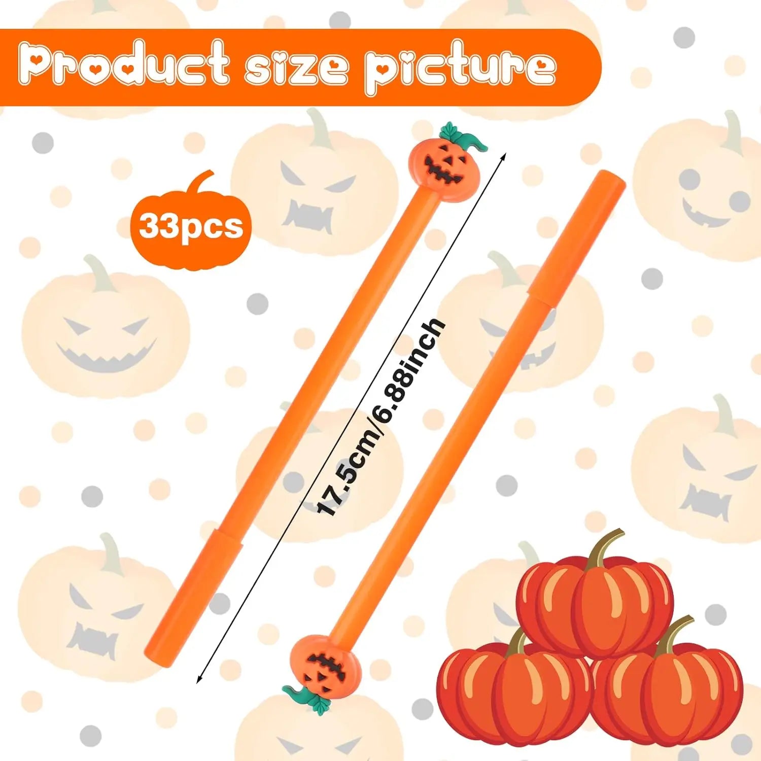 24-Piece Halloween Pumpkin Gel Ink Pen Set 0.5 mm — Cute Orange Writing Tools for Party Favors, School & Gifts