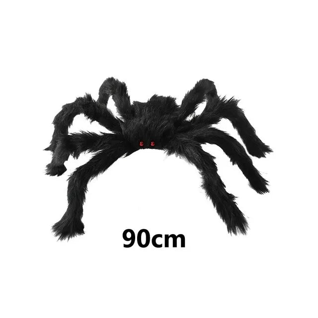 Giant Plush Spider Halloween Decoration — Poseable Horror Prop (30–200 cm)