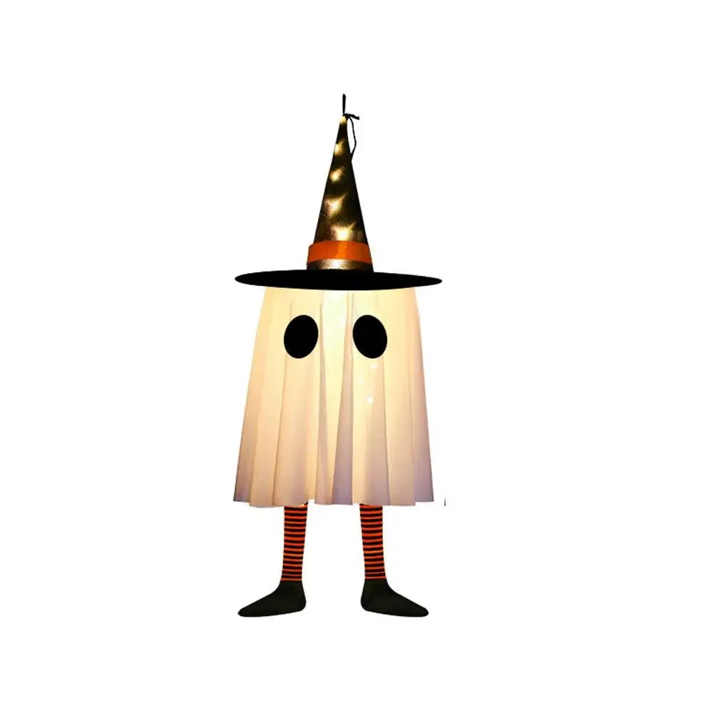 Halloween Hanging Ghost Decorations, Outdoor Halloween Witches Hat Lights, Glowing Ghosts for Garden Trees, Yard Halloween Decor