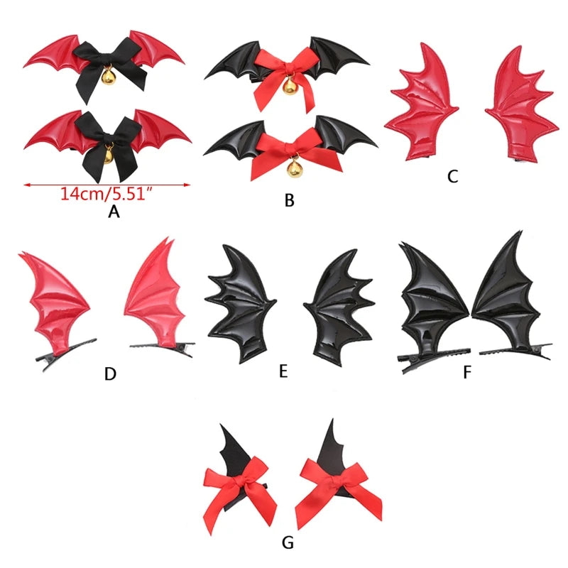 Cartoon Devil Bat-Wing Hair Clips — Cosplay & Halloween Party Headwear Accessory