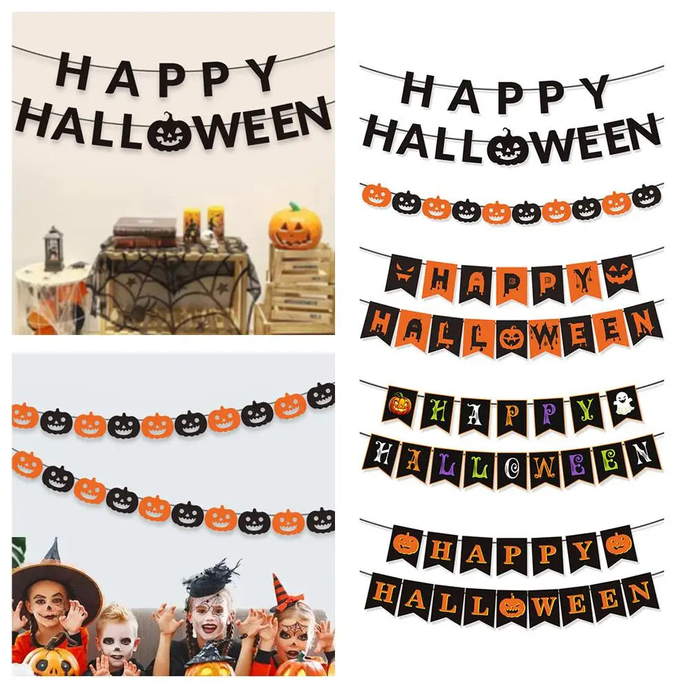 Halloween Party Decorations HAPPY HALLOWEEN Accessories Ghost Banner, Supplies Bat Party Halloween Backdrop Pumpkin, Hangin T6E9