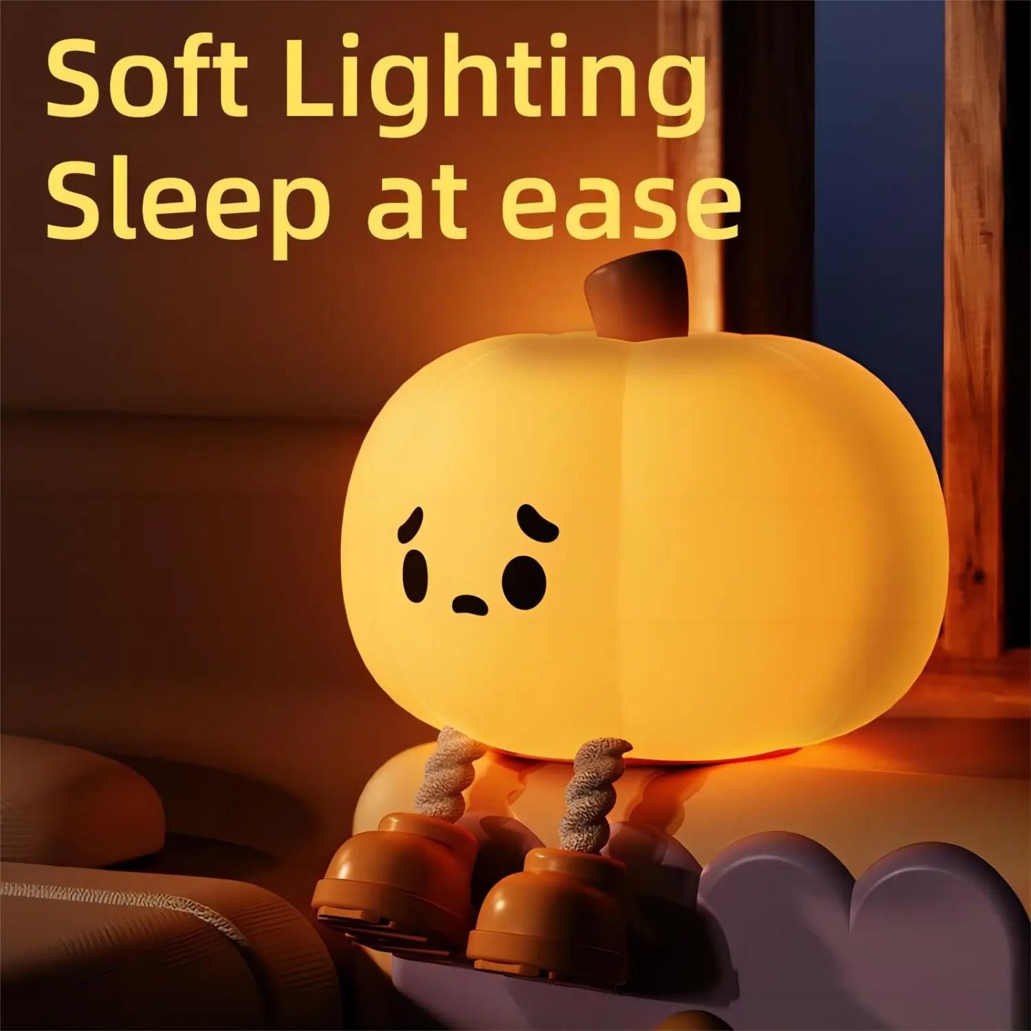 Pumpkin Silicone Night Light — Cute Dimmable Bedside Lamp for Halloween & Kids’ Room
