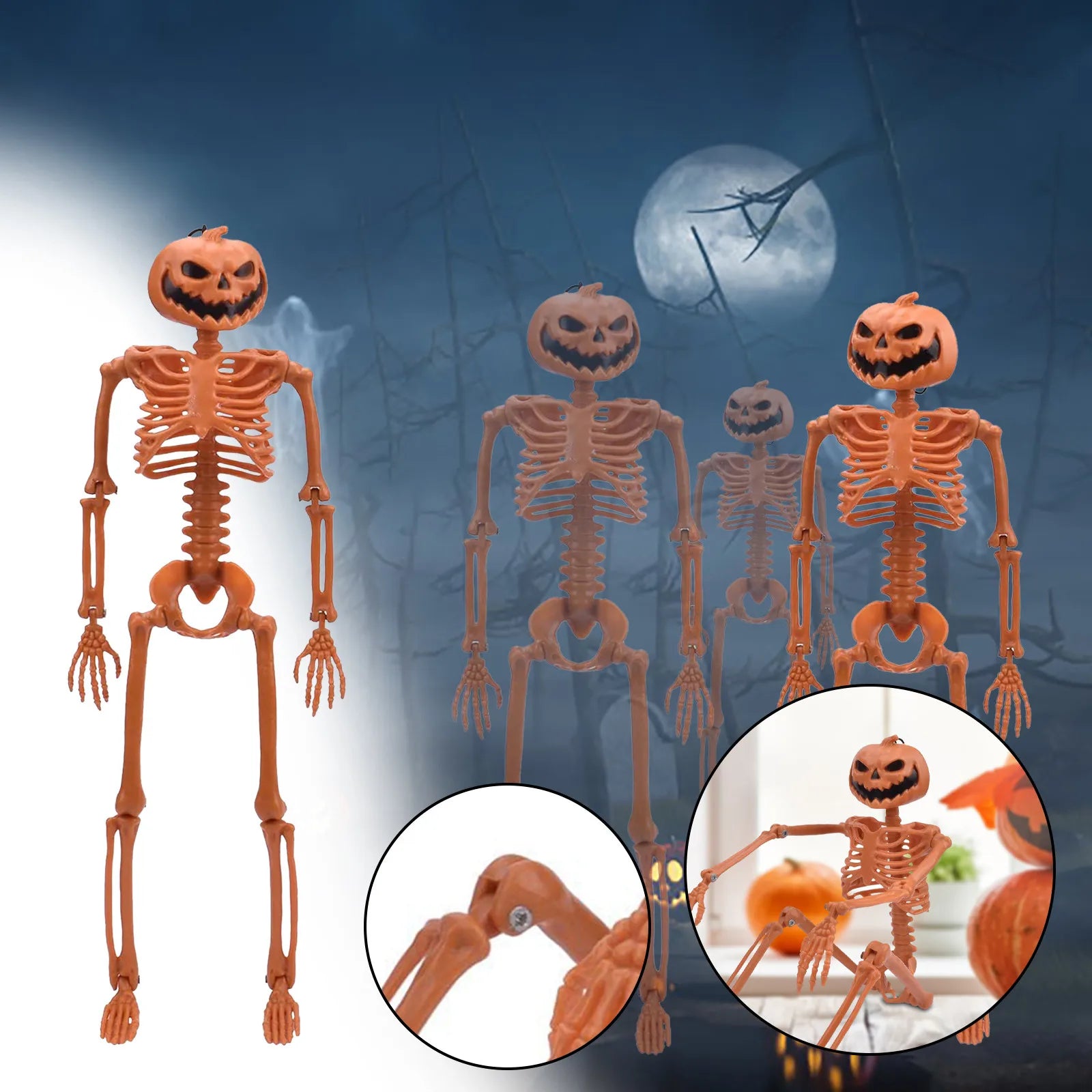 Person-Size Hanging Skeleton Prop — Poseable Full-Body Halloween Decoration & Haunted House Display