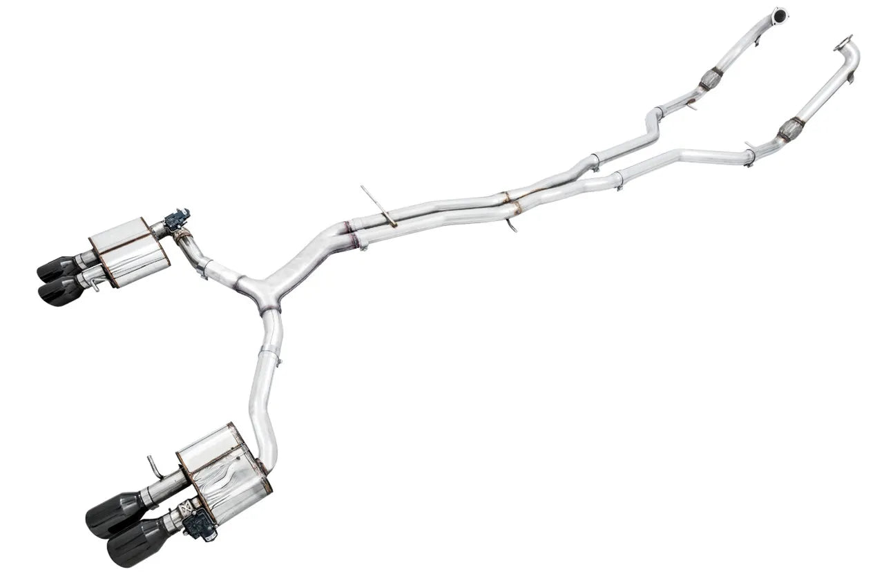 AWE SwitchPath Exhaust for Audi B9 S5 Sportback - Non-Resonated - Diamond Black 102mm Tips Silver 90mm Tips